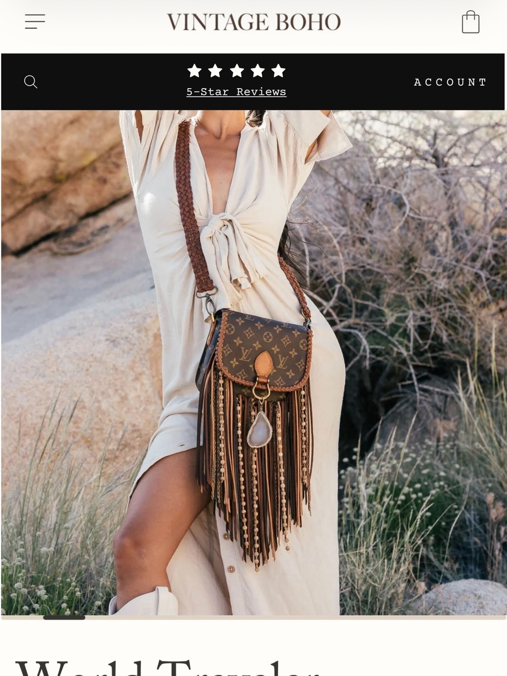 Vintage Authentic Louis Vuitton recycled Brown Fringe Country Style Crossbody